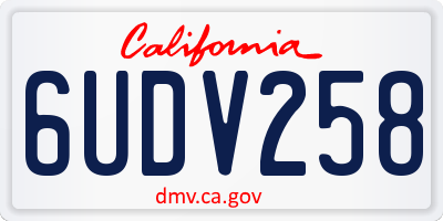CA license plate 6UDV258