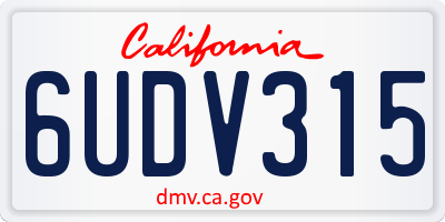 CA license plate 6UDV315