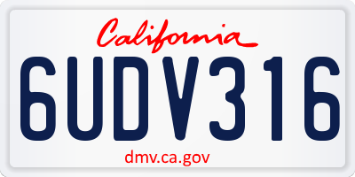 CA license plate 6UDV316