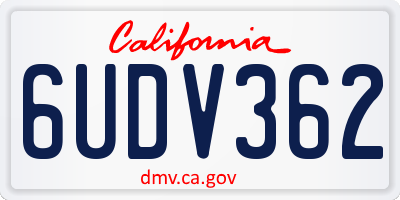 CA license plate 6UDV362