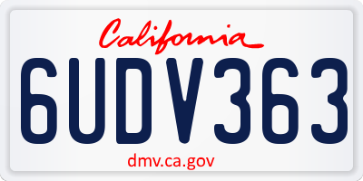 CA license plate 6UDV363