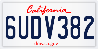 CA license plate 6UDV382