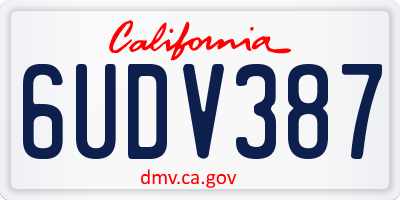 CA license plate 6UDV387