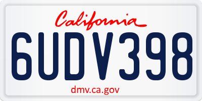 CA license plate 6UDV398