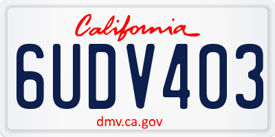 CA license plate 6UDV403