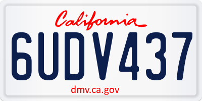 CA license plate 6UDV437