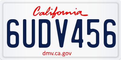 CA license plate 6UDV456