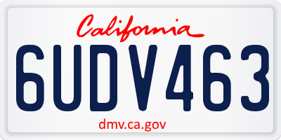 CA license plate 6UDV463