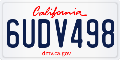 CA license plate 6UDV498