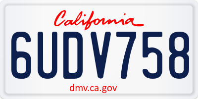 CA license plate 6UDV758