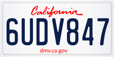 CA license plate 6UDV847