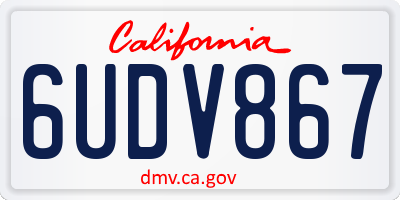 CA license plate 6UDV867
