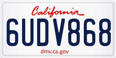 CA license plate 6UDV868