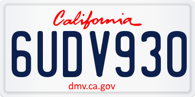 CA license plate 6UDV930