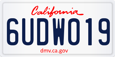CA license plate 6UDW019