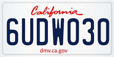 CA license plate 6UDW030