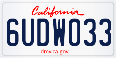 CA license plate 6UDW033