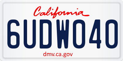 CA license plate 6UDW040