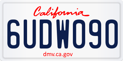 CA license plate 6UDW090