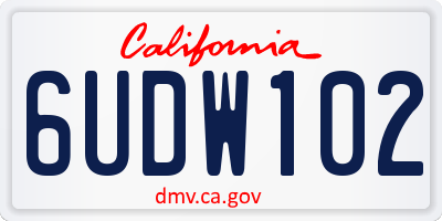 CA license plate 6UDW102