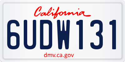 CA license plate 6UDW131