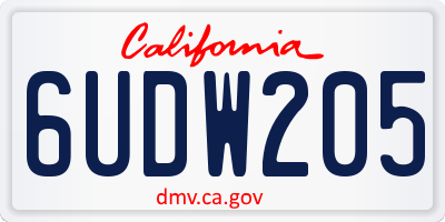 CA license plate 6UDW205