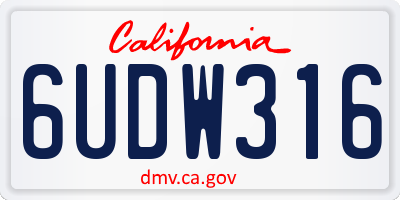 CA license plate 6UDW316