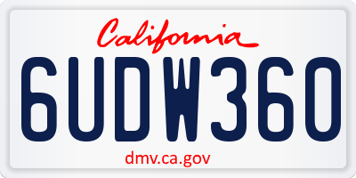 CA license plate 6UDW360