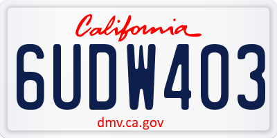 CA license plate 6UDW403