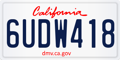 CA license plate 6UDW418