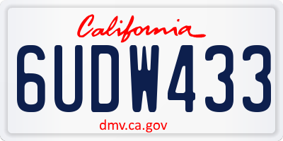 CA license plate 6UDW433