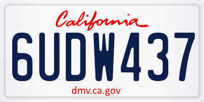 CA license plate 6UDW437