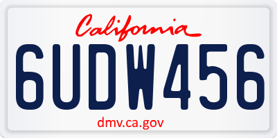 CA license plate 6UDW456