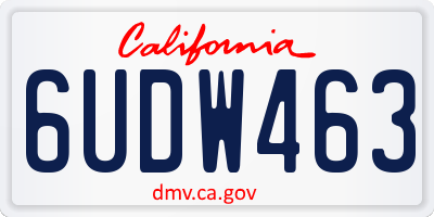 CA license plate 6UDW463