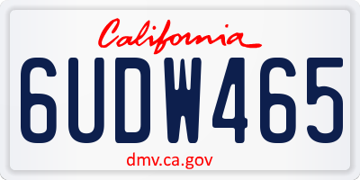 CA license plate 6UDW465