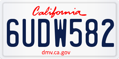 CA license plate 6UDW582