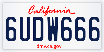 CA license plate 6UDW666