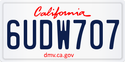 CA license plate 6UDW707