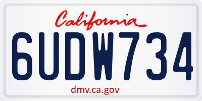 CA license plate 6UDW734