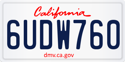 CA license plate 6UDW760