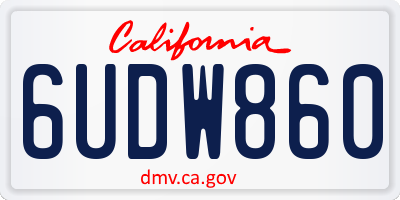 CA license plate 6UDW860