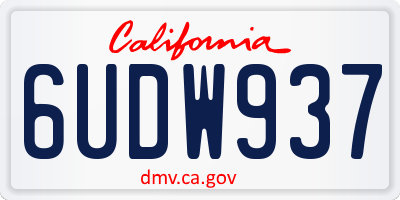 CA license plate 6UDW937