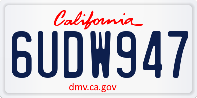 CA license plate 6UDW947