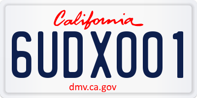CA license plate 6UDX001