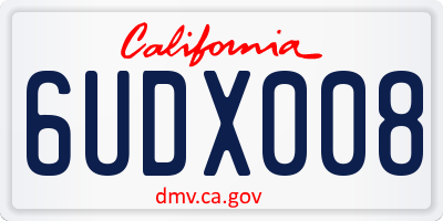 CA license plate 6UDX008