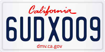 CA license plate 6UDX009