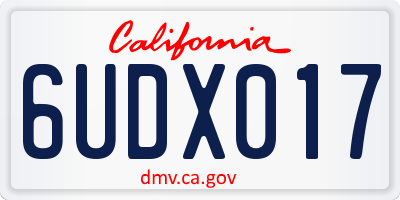 CA license plate 6UDX017