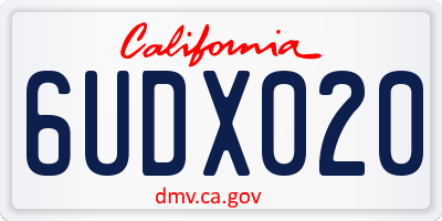 CA license plate 6UDX020