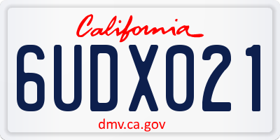 CA license plate 6UDX021