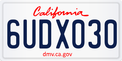 CA license plate 6UDX030